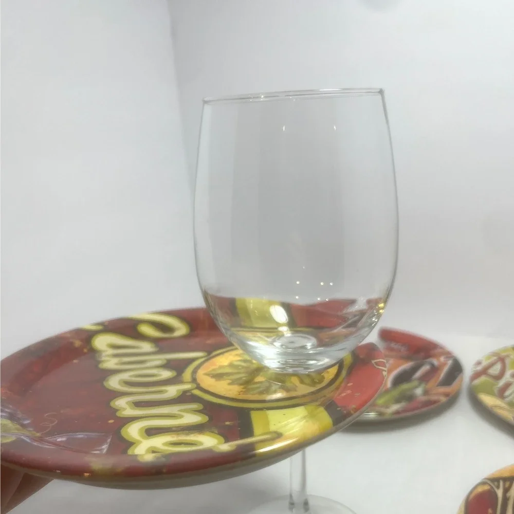 Set 4 Evergreen Earthware Wine Plates Cabernet Merlot Pinot Noir Chardonnay 7.5